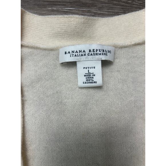 Banana Republic Cashmere Cardigan Cream with Abalone Buttons Size Petite Large - Picture 4 of 9